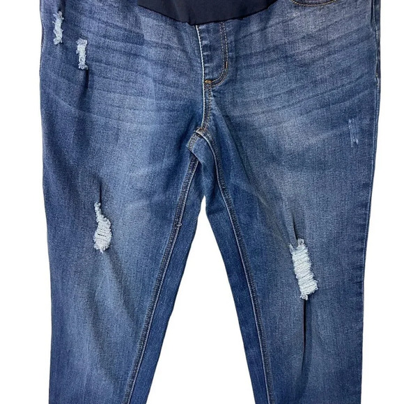Time and Tru Maternity Jeans Size Medium 8/10 Distressed Skinny Cropped Denim - Picture 4 of 7